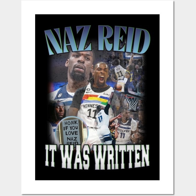 Naz Reid Minnesota Fan Favorite #11 Vintage 90's Retro Graphic Tee Design Wall Art by dsuss